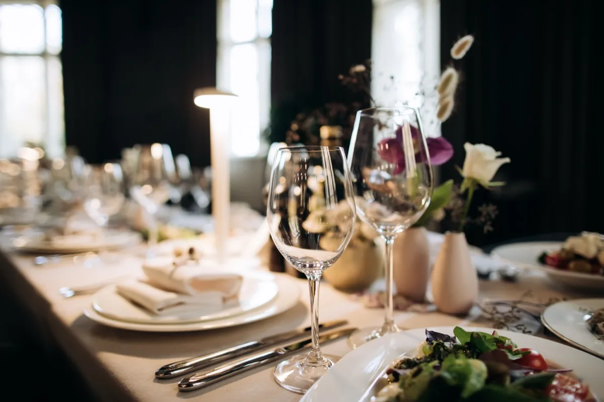 Elegant private dining table setting at ALBA